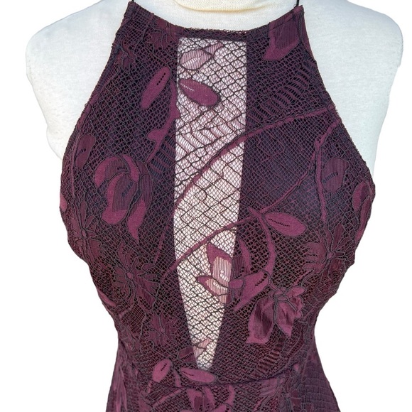 ASTR The Label Purple Eyelash Lace Halter Style Illusion Mini Dress Sexy Size Sm - Picture 4 of 11